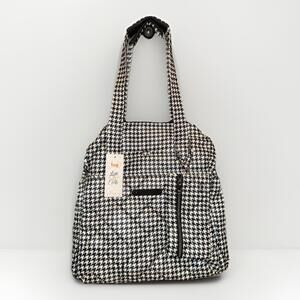 RARE Lug Saunter Classic Duffel & Sway Pouch Travel Bag In Black Houndstooth NEW